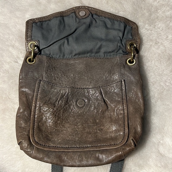 FOSSIL long live vintage grey brown olive distressed flap crossbody bag - Picture 6 of 15